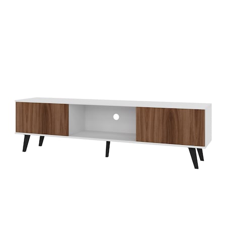 Manhattan Comfort Doyers 70.87 TV Stand, White and Nut Brown 176AMC188